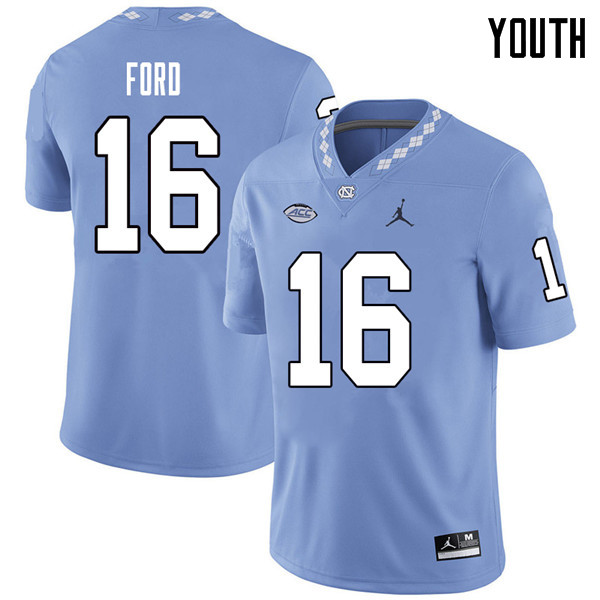 Jordan Brand Youth #16 D.J. Ford North Carolina Tar Heels College Football Jerseys Sale-Carolina Blu